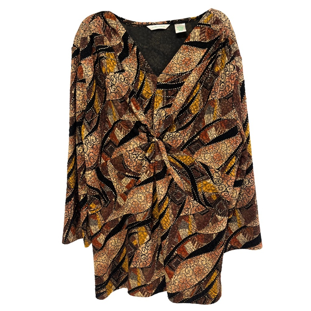 Vintage Patchwork Metallic Abstract Tunic Top Large Wearable Art Boho Lagenlook